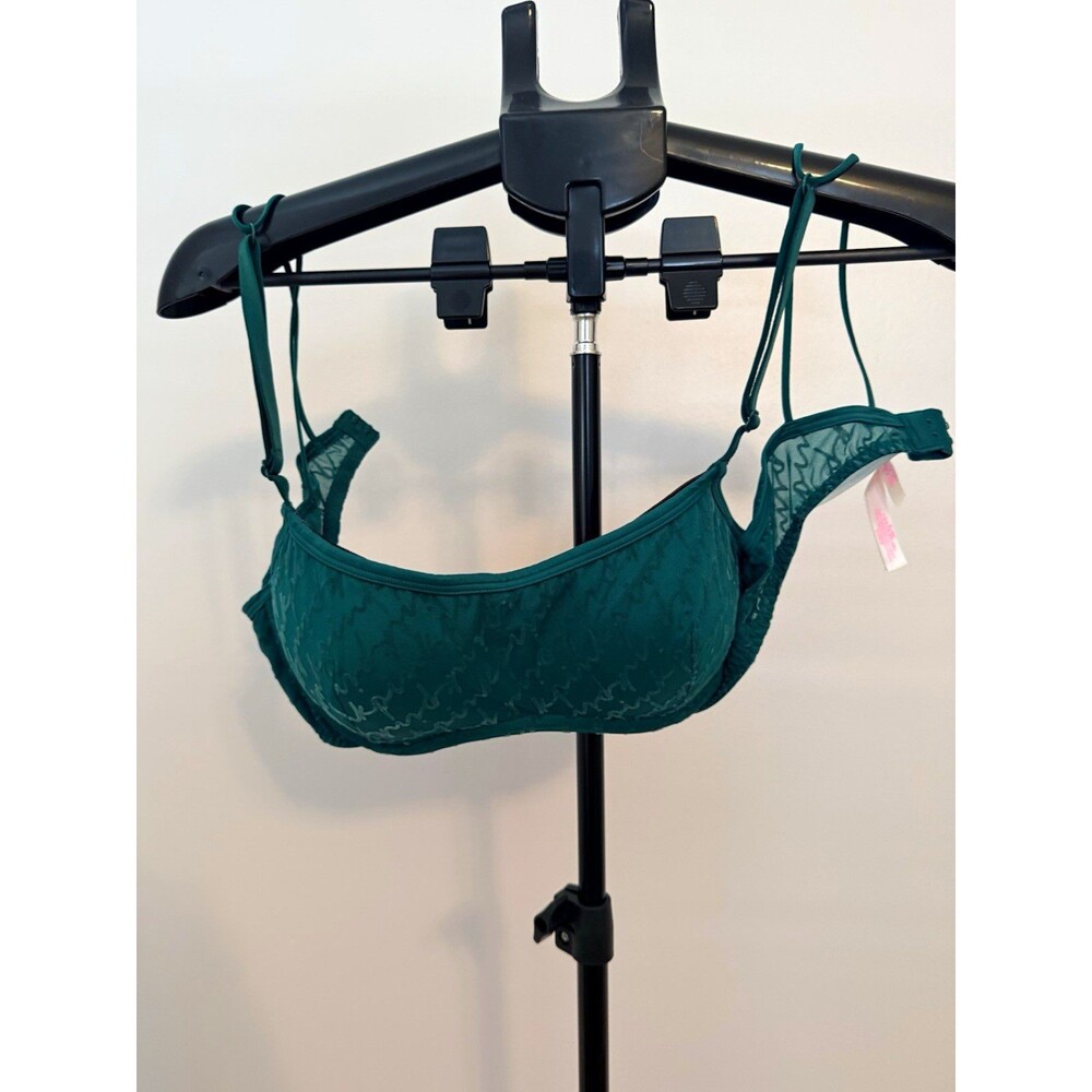 PINK Victoria's Secret Green Floral Push-Up Underwire Padded Bra 32C M1880